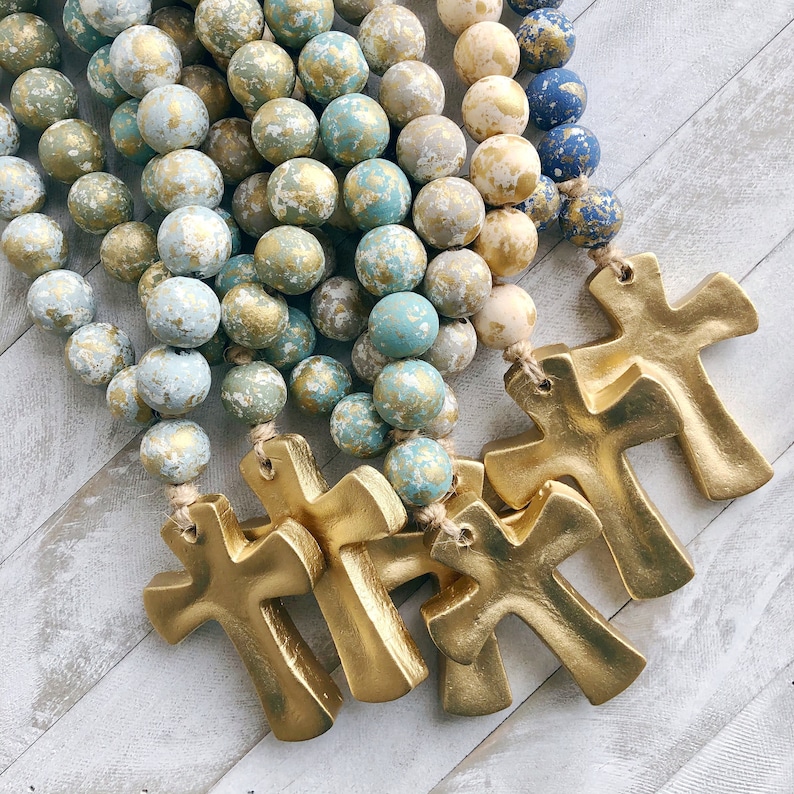 Blessing Beads With Cross Etsy