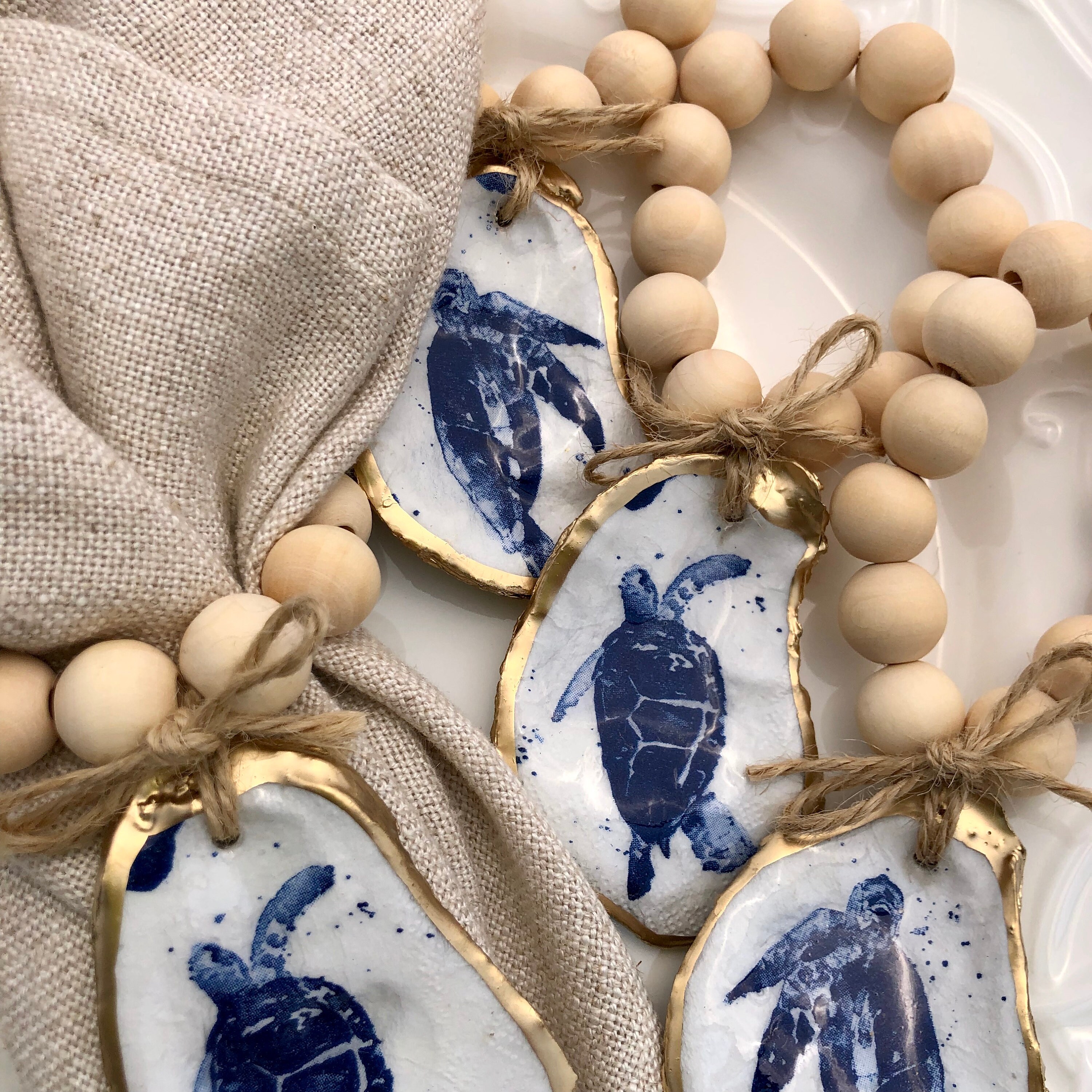 Oyster Shell Napkin Rings: Sea Turtle Nautical Table Decor - Etsy