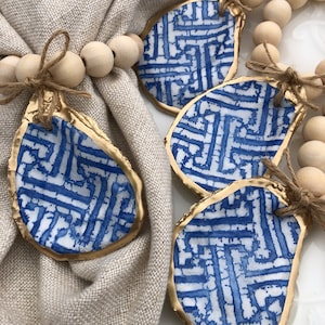 Oyster Shell Napkin Rings: Blue Trellis Coastal Table Decor