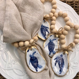 Oyster Shell Napkin Rings: Sea Turtle Nautical Table Decor - Etsy