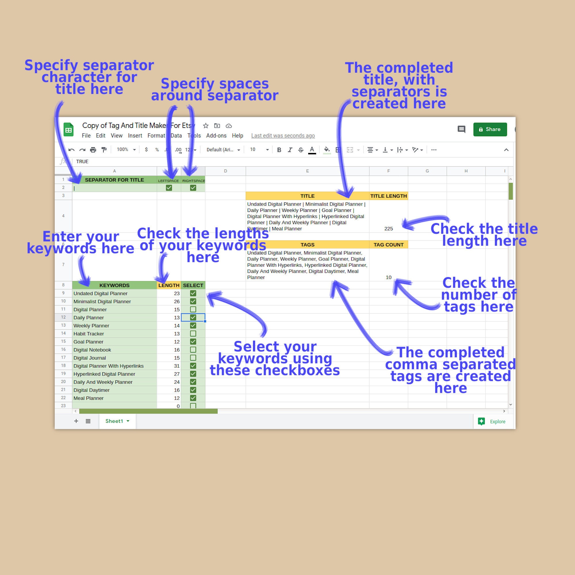 Buy Tag and Title Maker for Etsy Tag Generator Etsy SEO Title Online in