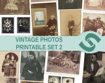 Vintage Photos Printable Set 2, Junk Journal Ephemera, Scrapbooking Ephemera, Victorian Photos, Junk Journal Kit, Antique Photos