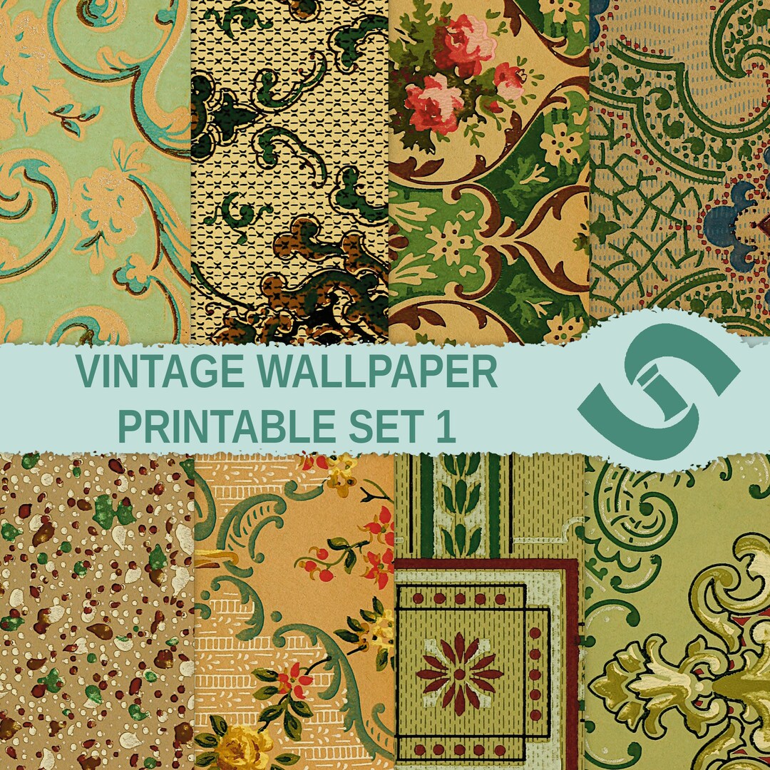 Vintage Wallpaper Printable Set 1, Wallpaper Samples, Junk Journal ...