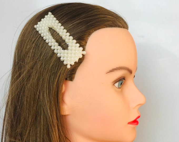 1pair Popular Faux Pearl Korean style Ladies girls hair clip pin OVERSIZED hair clip pin grip pearl silver metal snap valentines day gifts