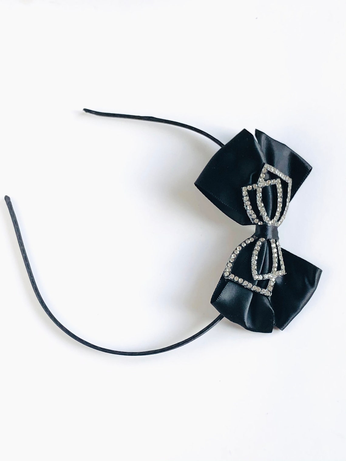 Black bow headband satin headband bow band bow hair - Etsy Nederland