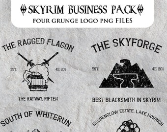 PNG Sublimation Skyrim Business Logos, Grunge Elder Scrolls Bundle