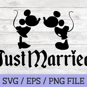 SVG/EPS/PNG Instant Digital Download for Cricut or Sublimation, Honeymoon Just Married Mickey Minnie