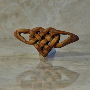Celtic Heart Brooch pin ~ Cedar wood