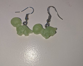 Lime Green Dinosaur Earrings (Hypoallergenic)