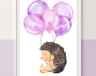 Kinderbild "Igel mit Luftballons"