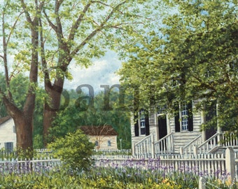 Iris Garden Print, Colonial Williamsburg Spring Flowers, Signed Lithograph