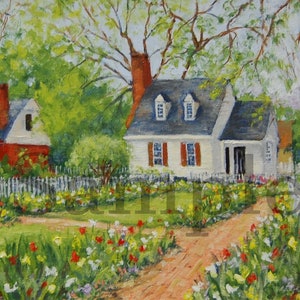 A Colonial Garden print, Flower Garden prints, Colonial Williamsburg garden print,  , wall art, giclee, wall decor, flowers, floral