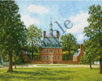 The Governor's Palace Williamsburg print, Colonial Williamsburg art, historic Virginia,  giclee, Colonial Williamsburg Print, C. Monturano