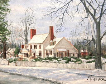 Colonial Williamsburg Giclee Print, St. George Tucker House Winter Scene