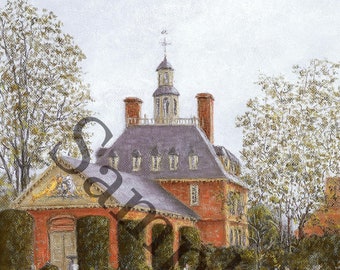 Colonial Williamsburg!s The Governor's Palace Garden print, Flower Garden giclee, wall art, flower gardens, spring flowers, Caesar Monturano