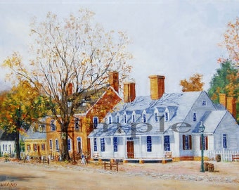 Raleigh Tavern Print, Colonial Williamsburg, American History Giclee