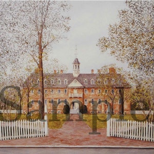 The Wren Building, College of William and Mary, Colonial Williamsburg, Architectural study, Virginia, townscape, Litho, Giclees, Wall art