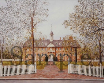 The Wren Building, College of William and Mary, Colonial Williamsburg, Architectural study, Virginia, townscape, Litho, Giclees, Wall art