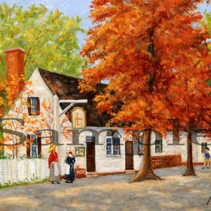 Impresión de Williamsburg colonial, The Old Post Office, arte giclée firmado