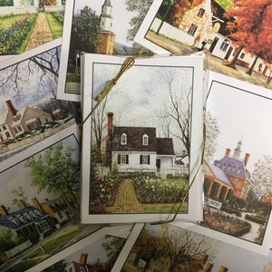 Colonial Williamsburg Scene Note Cards, Box of 10 5&quot; X 7&quot; Assorted Blank  Note Cards, Governor&#39;s Palace, King&#39;s Arms Tavern,
