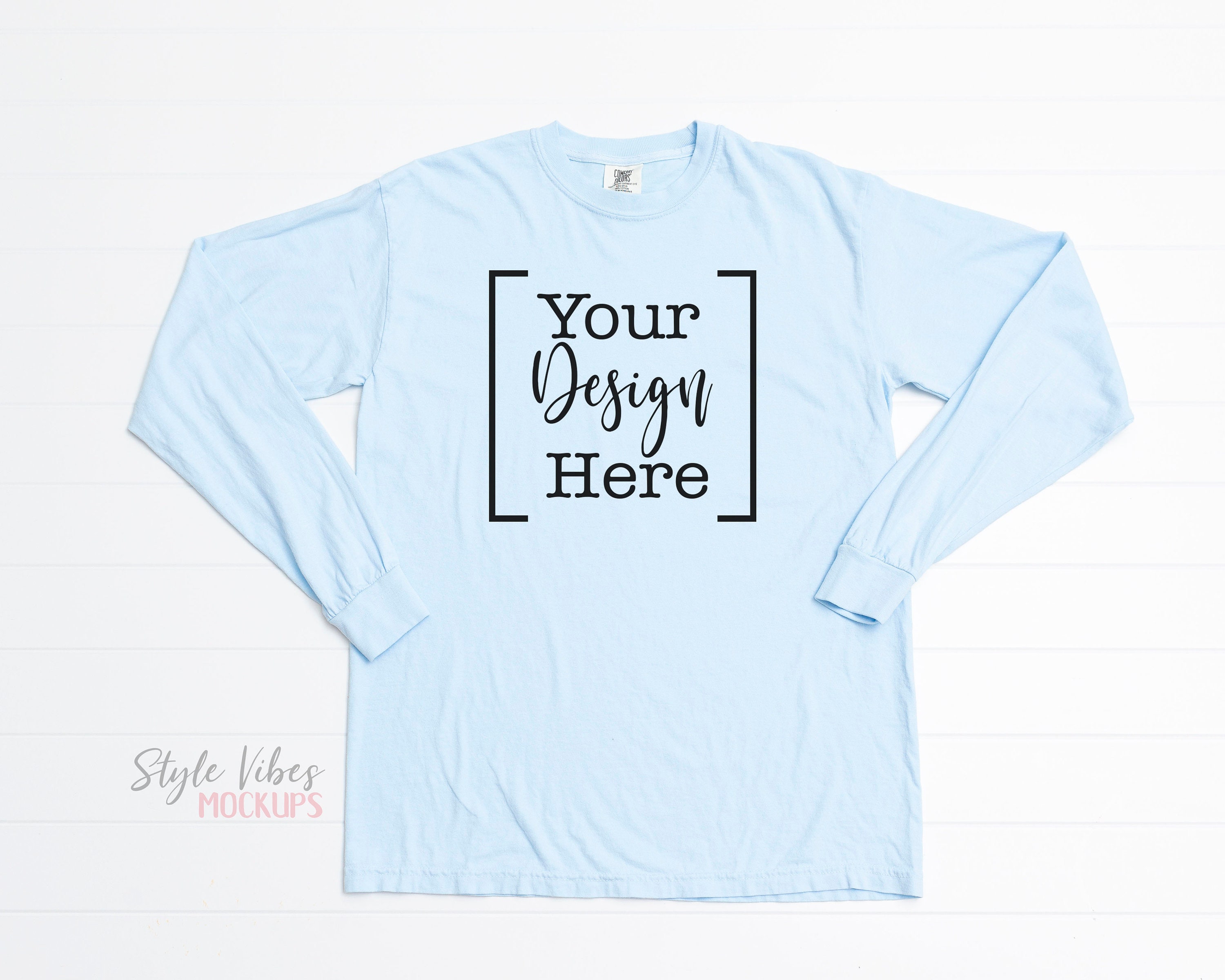 Download Comfort Colors Long Sleeve Tee Shirt Mockup C6014 Chambray | Etsy