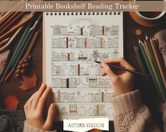 Bookshelf Reading Tracker Printable | Fall Book Reading Challenge | Book Tracker | Reading Log | 100 books Challenge | Reading Planner