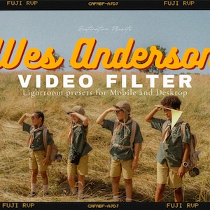 WES ANDERSON LUTs and Video Filter Bundle, Film Presets for Lightroom Mobile and Desktop, Film Aesthetic Look Preset, Warm Retro Film Preset