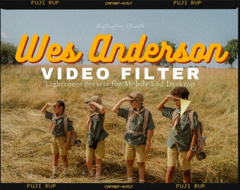 WES ANDERSON LUTs and Video Filter Bundle, Film Presets for Lightroom Mobile and Desktop, Film Aesthetic Look Preset, Warm Retro Film Preset