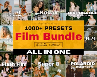 1000 FILM BUNDLE Lightroom Mobile & Desktop Presets, Film Aesthetic Presets for Influencer, Vintage Analog Film, Instagram Film Grain Filter