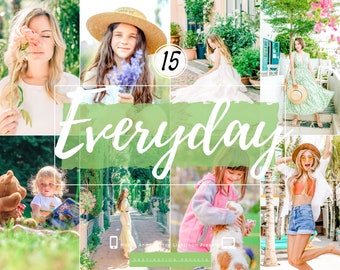 15 paramètres prédéfinis Lightroom RAYONNANT AU QUOTIDIEN Lumière naturelle et aérée prédéfinies pour Instagram Blogger Paramètres prédéfinis propres Paramètres d&#39;été pour l&#39;extérieur Paramètres de printemps