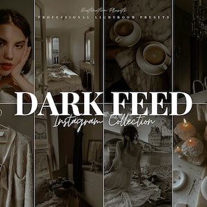20 DARK FEED Lightroom Mobile & Desktop Presets, Black Aesthetic Presets for Instagram, Minimal Filter, Dark Moody Presets, Noir Presets