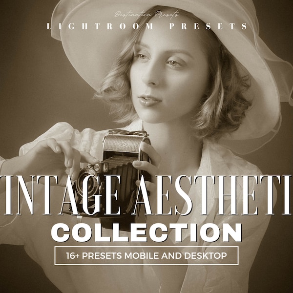 16 Vintage Aesthetic Lightroom Presets, Sepia presets for Blogger, Old Photo Film Look, Dreamy Cinematic feed for Instagram, Retro presets