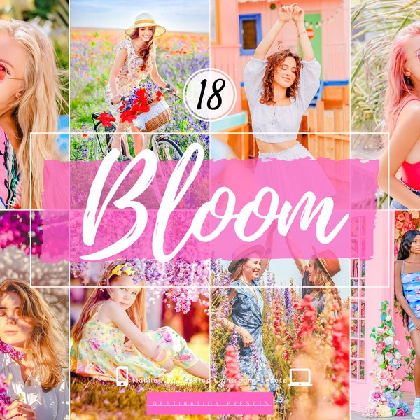 18 SUMMER Lightroom Presets Bloom Preset for Instagram Bright Outdoor Preset for Blogger Color POP Presets Vibrant Travel Spring Preset