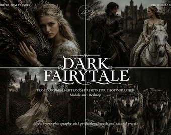 Dark Fantasy Lightroom Presets, Gothic Fairytale Moody Photo Filters for Mobile & Desktop