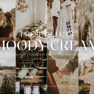 10 MOODY CREAM Lightroom Presets, Boho Wedding Presets, Warm Presets, Natural Outdoor Presets, Bohemian Filter, Mobile & Desktop