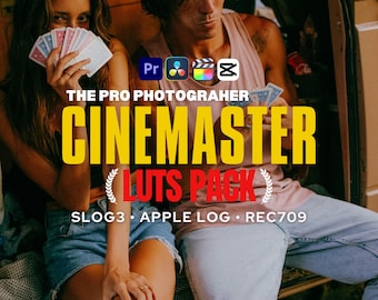 Pacote de LUTs Cinematográficas | Mais de 60 LUTs para SLOG3, Apple Log e Rec.709 | Premiere Pro, DaVinci Resolve, iPhone, Capcut | Pacote de Correção de Cor com Aparência Cinematográfica
