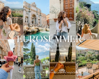 10 EUROPEAN SUMMER Lightroom Presets, Travel Presets For Instagram, Bright Presets, Beach Aesthetic Presets for Blogger, Natural and Vibrant