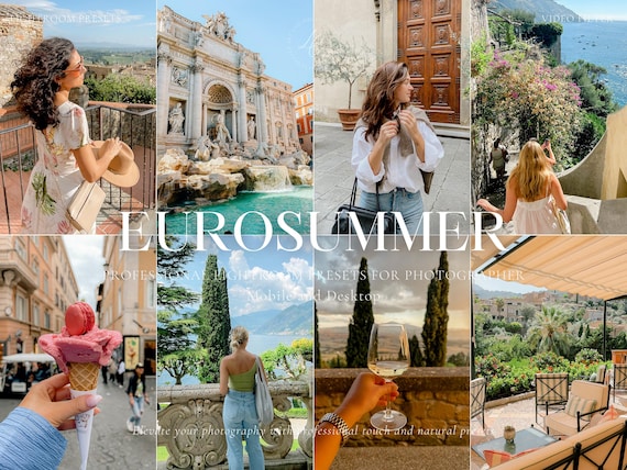 10 EUROPEAN SUMMER Lightroom Presets, Travel Presets For Instagram, Bright Presets, Beach Aesthetic Presets for Blogger, Natural and Vibrant