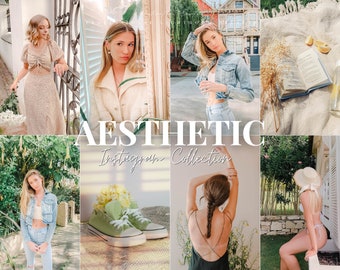 18 ajustes preestablecidos estéticos de Lightroom para dispositivos móviles y computadoras de escritorio, filtro natural para influencers de Instagram, ajustes preestablecidos minimalistas para bloggers, ajuste preestablecido claro y limpio
