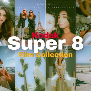 SUPER 8 Lightroom モバイル & デスクトッププリセット 15 選、Instagram 向けフィルムルックプリセット、コダックプリセット、フィルム美学、フィルムグレインプリセット