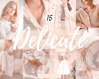15 DELICATE Rose Gold Lightroom Mobile Presets Desktop Pink Preset Pastel Instagram Filter Blush Preset Minimal Rose Girl preset White tone