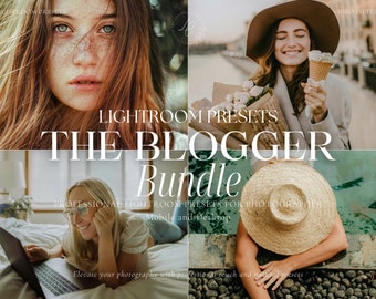 May include: Lightroom presets for photographers, called "The Blogger Bundle", with a tagline "Professional Lightroom presets for photographers. Mobile and Desktop. Elevate your photography with professional touch and natural presets."
