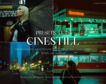 CINEMATIC FILM Luts and Lightroom Presets, Cinestill 800T Filters, Video and Photo Color Grading, Premiere Pro, Final Cut Pro, Video Editing