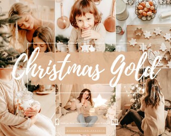 17 CHRISTMAS GOLD Lightroom Mobile and Desktop Presets, Warm Beige filter for Instagram Blogger, Cosy Holiday Presets, Winter Family Presets