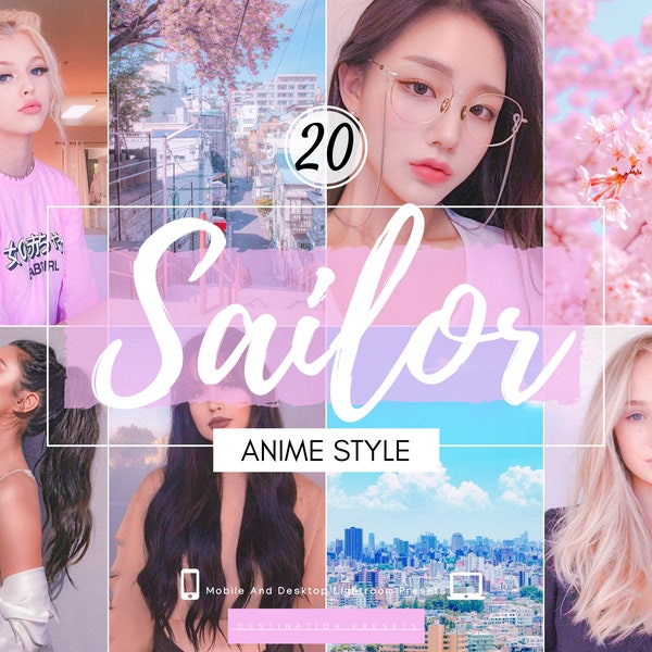SAILOR Anime Presets Lightroom Mobile Aesthetic Retro Presets For Instagram Selfie Kawaii Japanese Presets Pastel Pink Preset Dreamy Preset