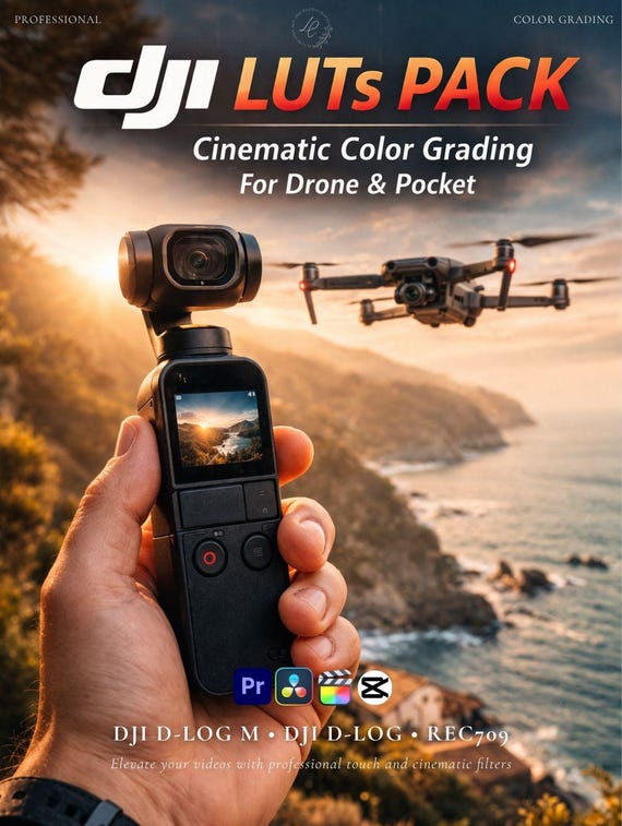 300+ DJI Cinematic LUTs Bundle | D-Log, D-Log M & Rec.709 Professional Drone Video Presets | Mavic Pro, Mini 4 5 Pro, Osmo Pocket 3