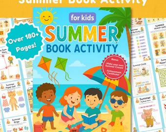 180 Sommer Aktivitäten Buch, druckbare Sommer Aktivitäten für Kinder, Malseiten, Sommer Arbeitsbuch, Sommerspiele, Sommer Handwerk, sofort Download