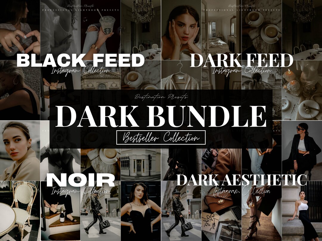 68 DARK BUNDLE Lightroom Mobile & Desktop Presets, Black Aesthetic ...
