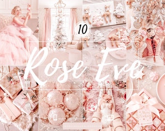 10 ROSE EVE Lightroom Presets Rose Gold Preset for Instagram Bright Indoor Preset Soft Pink Preset Christmas Presets Winter Holiday Presets