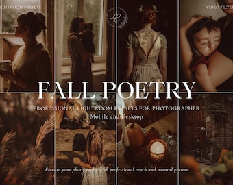 10 FALL POETRY Lightroom Presets, Cozy Autumn Presets, Boho Presets, Warm Presets, Halloween Filter, Rustic Presets, Moody Presets